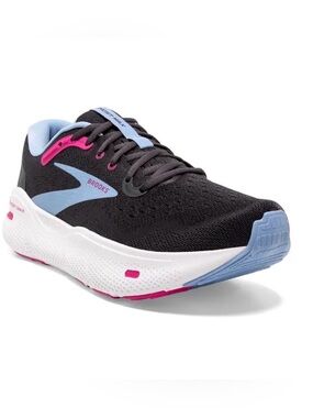 Brooks Black Running Shoe with Light Blue and Pink Accents